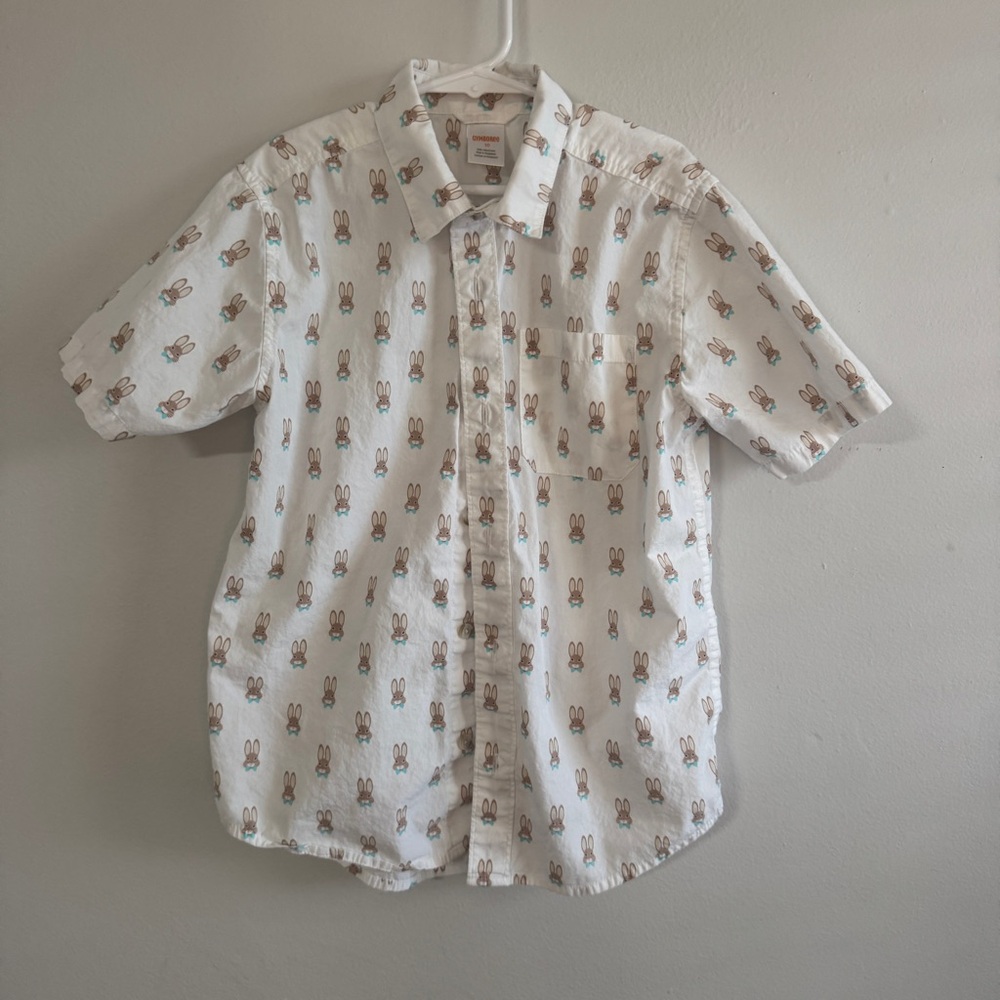 Gymboree White Short-Sleeve Bunny Button-Down Shirt
